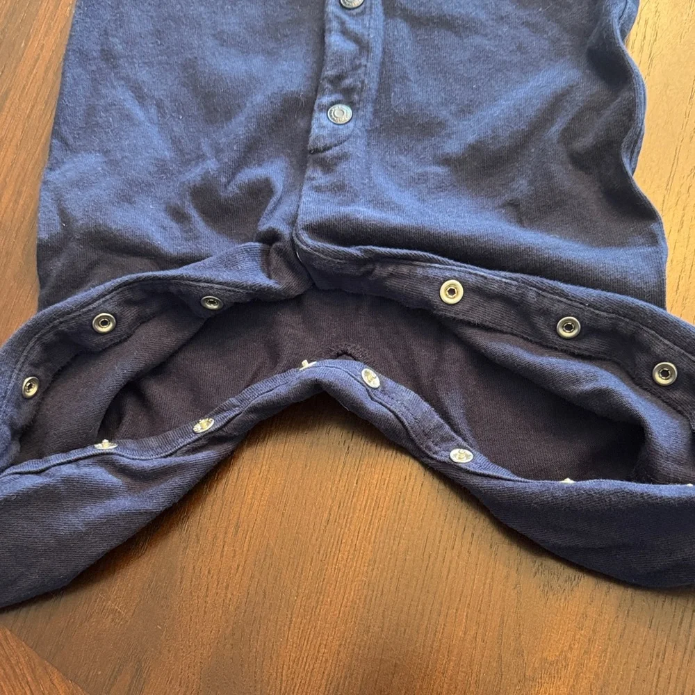 Ralph Lauren Baby Polo Footed Sleeper Romper 6M Navy Cotton Coverall